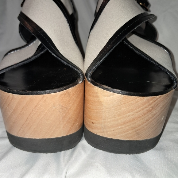 Isabel Marant "Zlova" Wedge EU 40 (9/9.5 US) Black Leather White Cotton Buckles - Picture 8 of 13